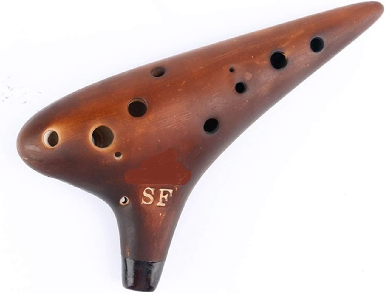 Brown Full Keys Ocarina 12 Holes Bright Glossy Glaze Music Instruments Woodwind Instrument(Sf Key)
