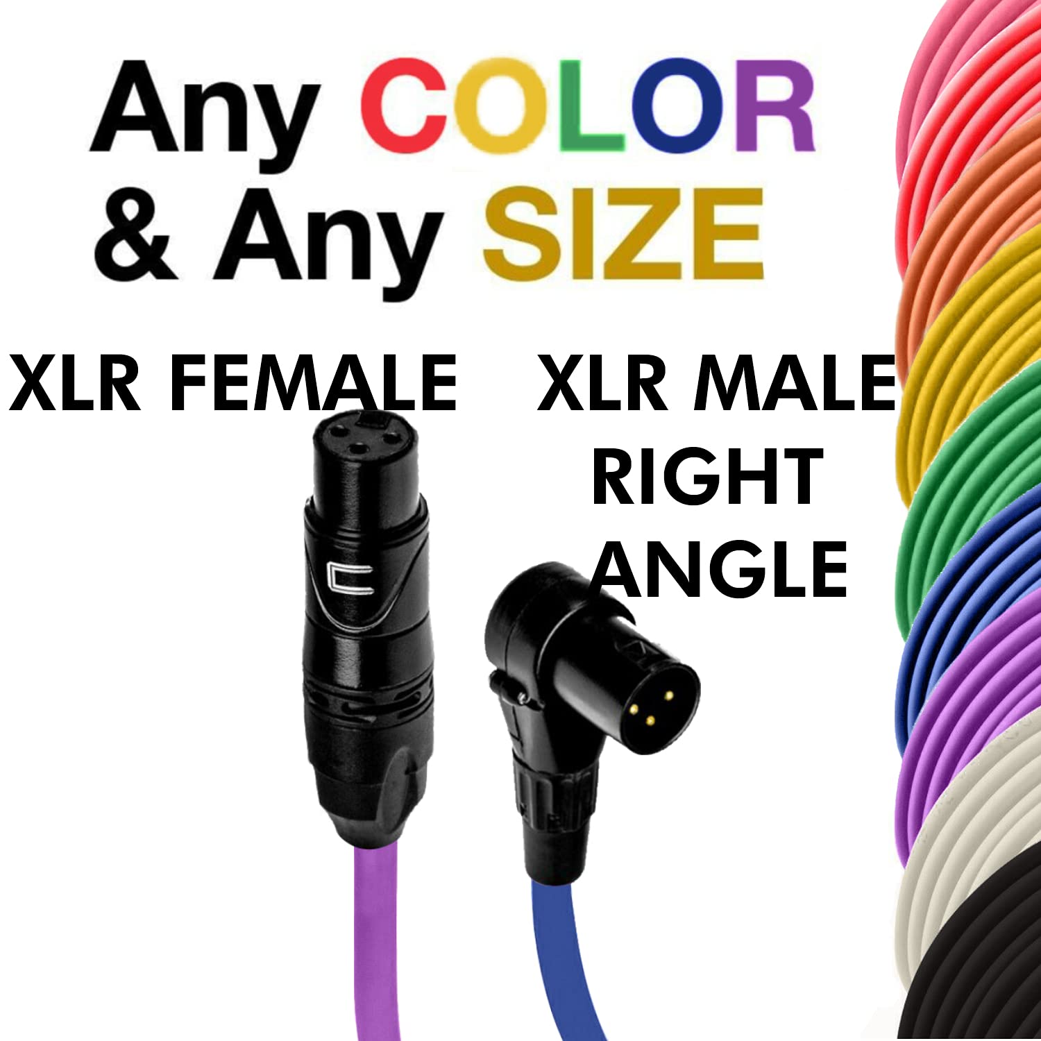 Balanced XLR Cable Female to Right Angle XLR Male - 150 Feet Orange - Pro 3-Pin Microphone Connector for Powered Speakers, Audio Interface or Mixer for Live Performance & Recording