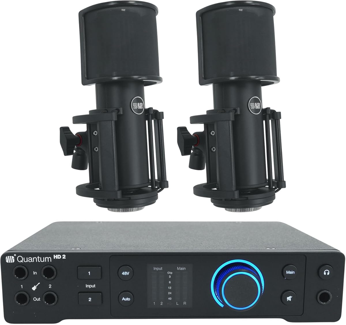 Audiosavings Bundle: (1) Presonus Quantum HD2 20 x 24, 32-bit / 192 kHz USB-C Audio Recording Interface Bundle with (1) Audio Skylight Studio Condenser Recording Microphone+Shockmount (3 Items)
