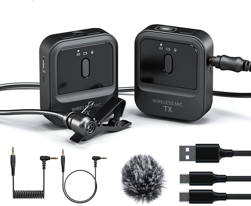 Zerobyte Compact Wireless Microphone System, 2.4G radio microphone SLR clip mobile phone camera live interview recording collar wireless condenser microphone