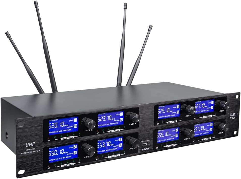 Wireless Microphone System UHF 8 Channel Lavalier Mic Bodypacks Lapel Mic 8 Headsets for Karaoke System Church Speaking Conference Meeting Classroom Wedding Party Meeting School