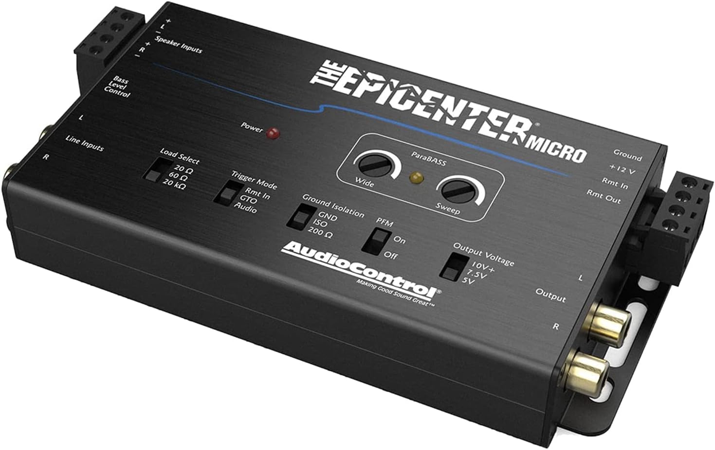 AudioControl Epicenter Micro Bass Restoration Processor & Full Copper Amp Kit Bundle. 2-Channel Amplifier with 600W Output Power and 12V Maximum Supply Voltage. ACR-4 Knob Included.