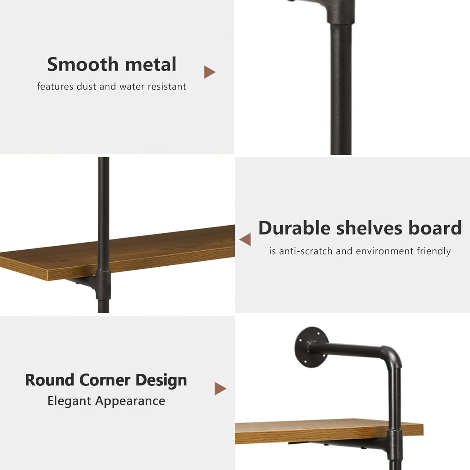 5-Tier Vintage Book Shelf, Industrial Style Display Shelving Unit, Metal and Wood Rustic Brown Bookshelves, Farmhouse Open Book Shelves for Living Room Bedroom Home Office (4-Tier)