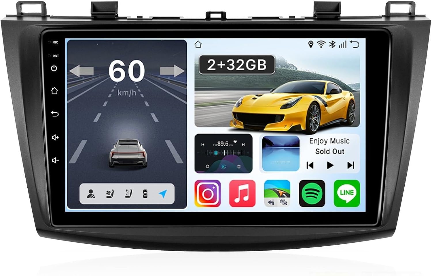 Leadfan Car Radio Stereo for Mazda 3 2009 2010 2011 2012 2013 Stereo Wireless CarPlay/Android Auto/Mirrolink 9 inch Touch Screen for Mazda 3 Head Unit/GPS/Bluetooth/FM/AHD Camera/Mic