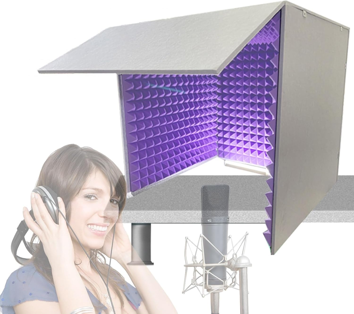Portable Recording Studio, Desktop Soundproofing Enclosure, DIY Isolation Booth for Microphones (Purple)