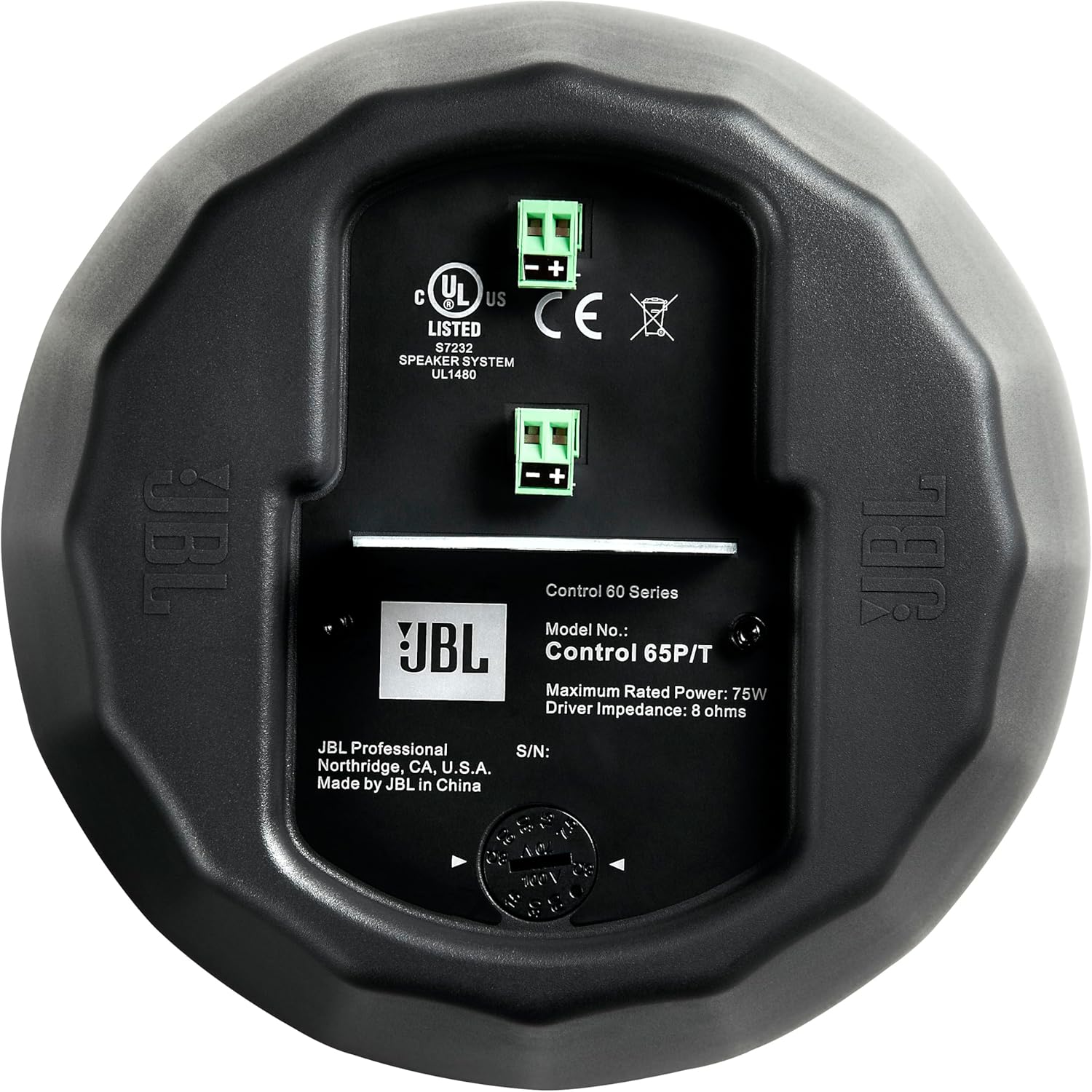 JBL Professional C65P/T Compact Full-Range Hanging Pendant Speaker, 8 Ohm or 70V, 5.25-Inch. Black, Sold as Pair