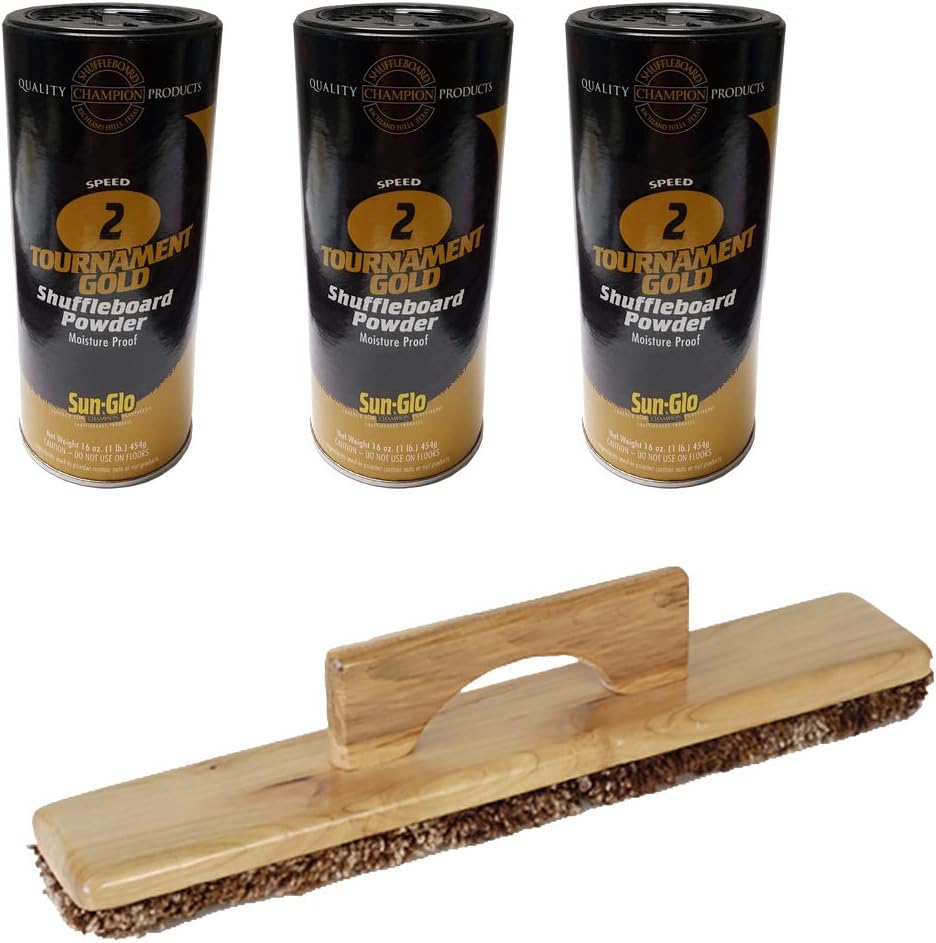 Sun-Glo 3 Cans #2 Tournament Gold Wax & 1 Shuffleboard Sweep