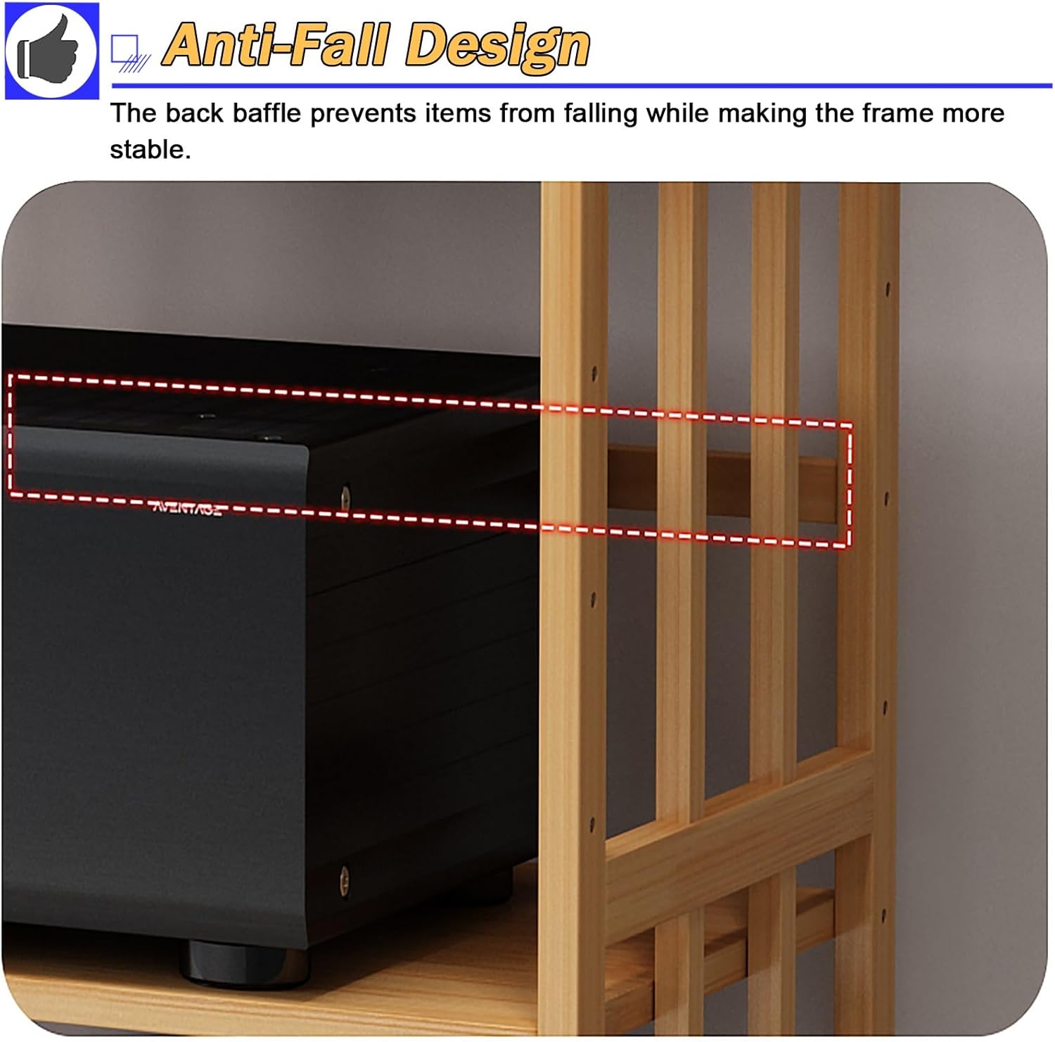 2 3 4 5 Tier Stereo Components Rack/Cabinet, Portable Rolling Media Stand, Freestanding Record Player Console Shelf, for Home Office Bedroom Classroom, Heavy Duty Bamboo,L 50cm H 3 Tier 88cm