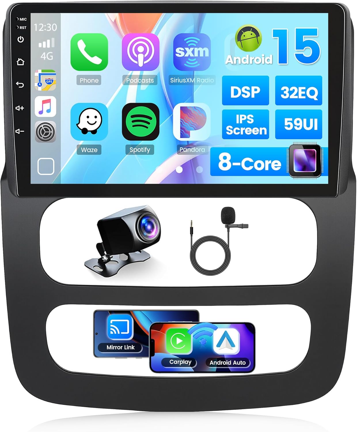 8 Core 2+64G Android 15 Car Radio for 2002-2005 Dodge RAM 1500/2500/3500 Wireless CarPlay Android Auto, 9