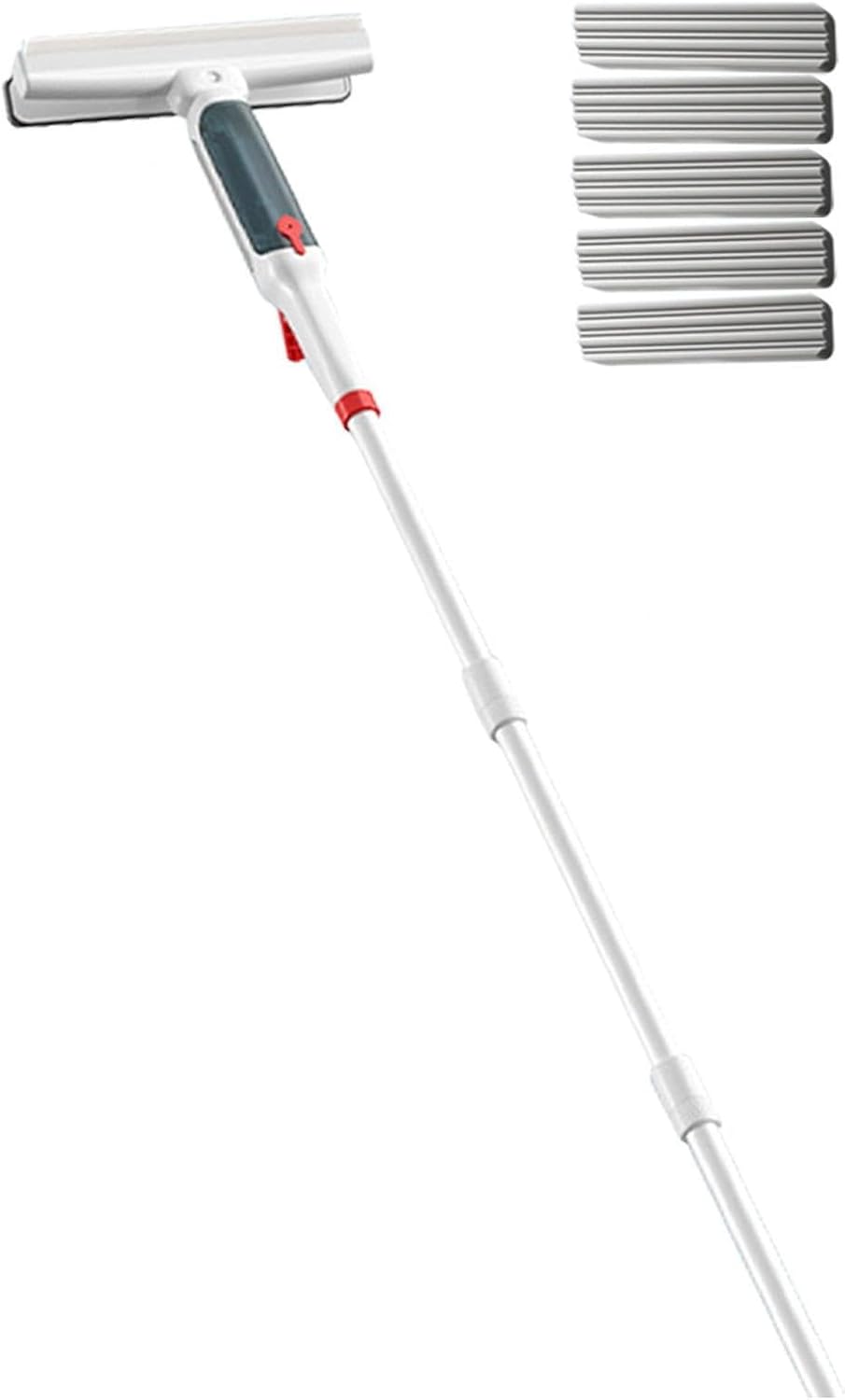 75'' Spray Window Washing Kit with 4-Section Extension Pole, 4 in 1 Window Washer Squeegee Kit Window Squeegee for Home with Sewage Collector and 5 Pads