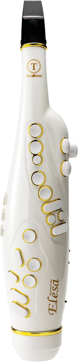 Elesa Electronic Saxophone, Digital Wind Instrument, Bluetooth (White)
