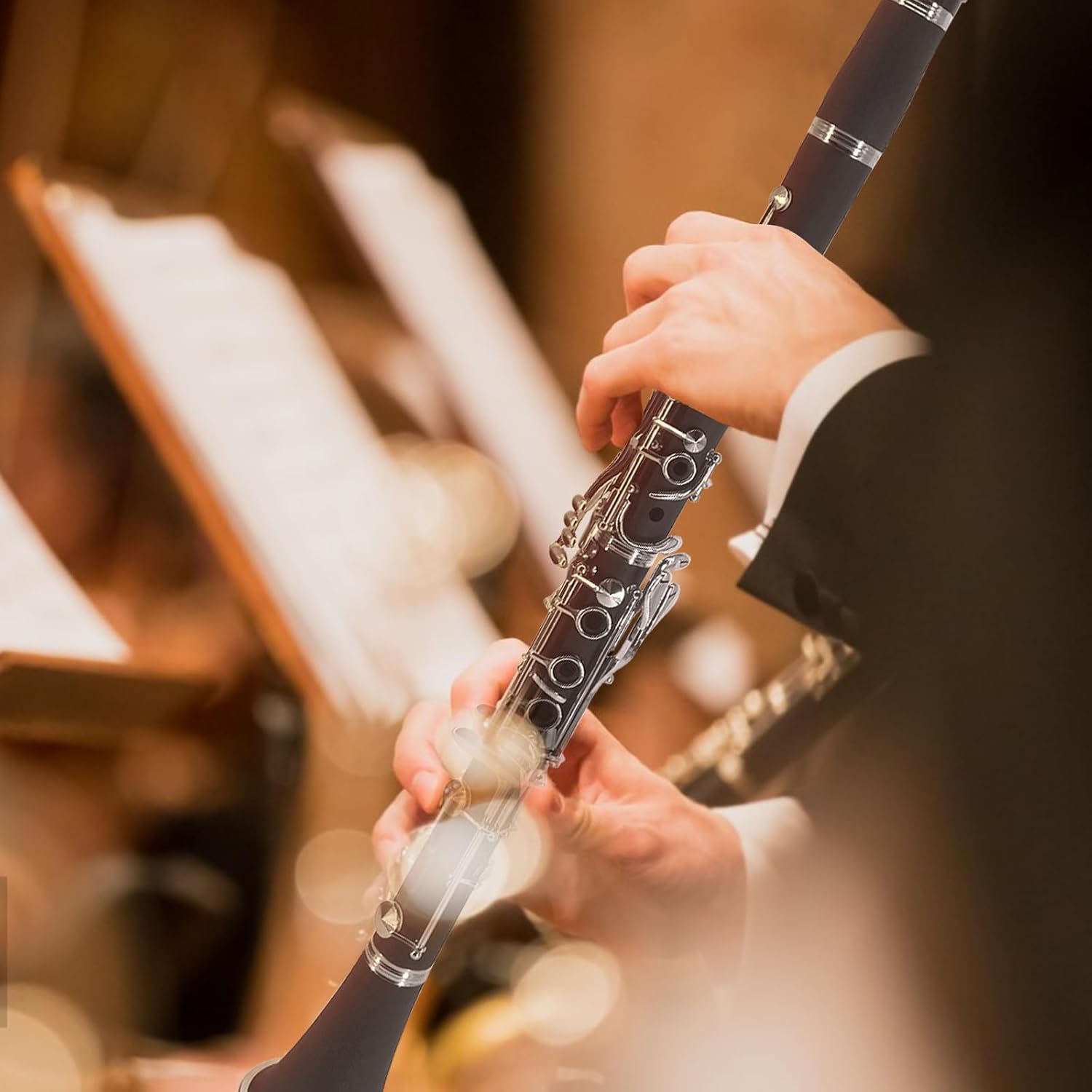 Bb Clarinet ABS Binocular With 10 Reeds, Cleaning Cloth, Gloves, Screwdriver, Bracket, Handbag, Cleaning Brush - Professional Ebonite Woodwind Instrument for Beginner Student