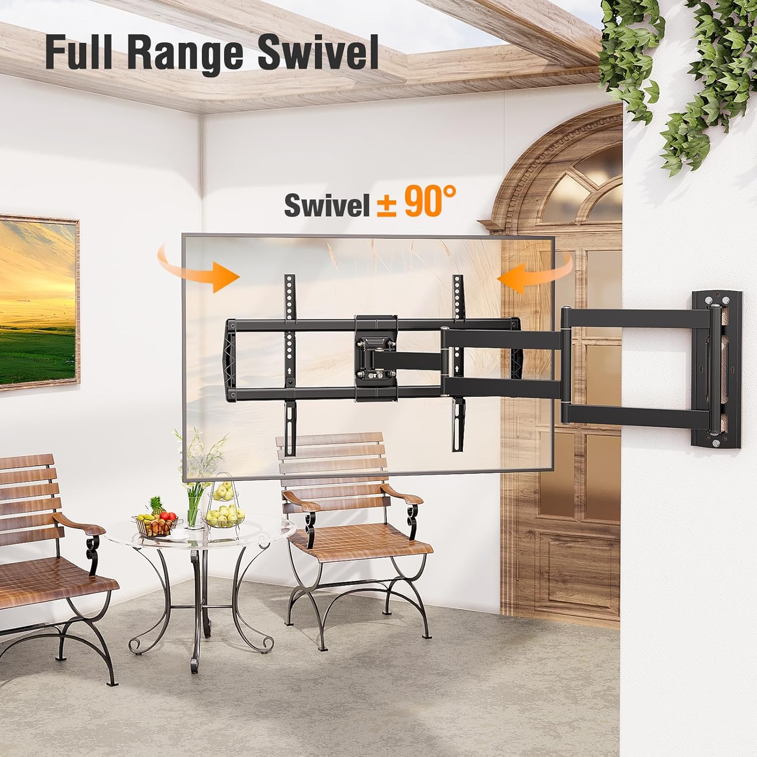 ELIVED Outdoor Long Arm TV Wall Mount for Most 42-75 Inch TVs, 37.9 Inch Long Extension Corner TV Mount, Weatherproof Full Motion tv Bracket Anti-Rust for Patio, Holds 99 lbs. Max VESA 600x400mm