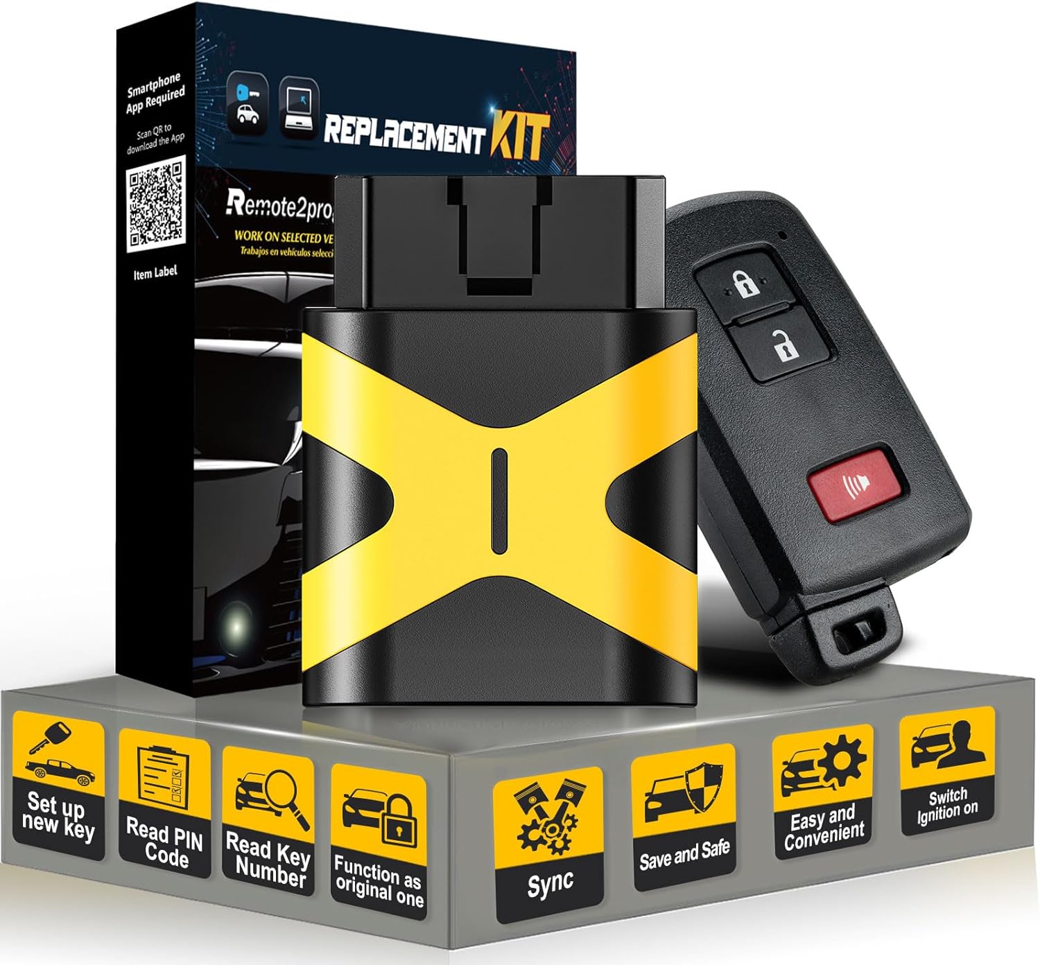 Self-Programmable Smart Car Key 2110 Board Keyless Entry Remote Replacement for 2015-2020 Toyota TACOMA/2016-2018 Toyota Land Cruiser HYQ14FBA (3BTN Smart Remote/HYQ14FBA)