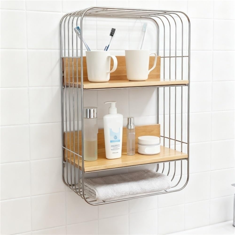 Multifunction Floating Wall Shelves with Multi-Layer Design, Square Metal Wall Mounted Shelf Rack for Bathroom Bedroom Office Kitchen Storage Display
