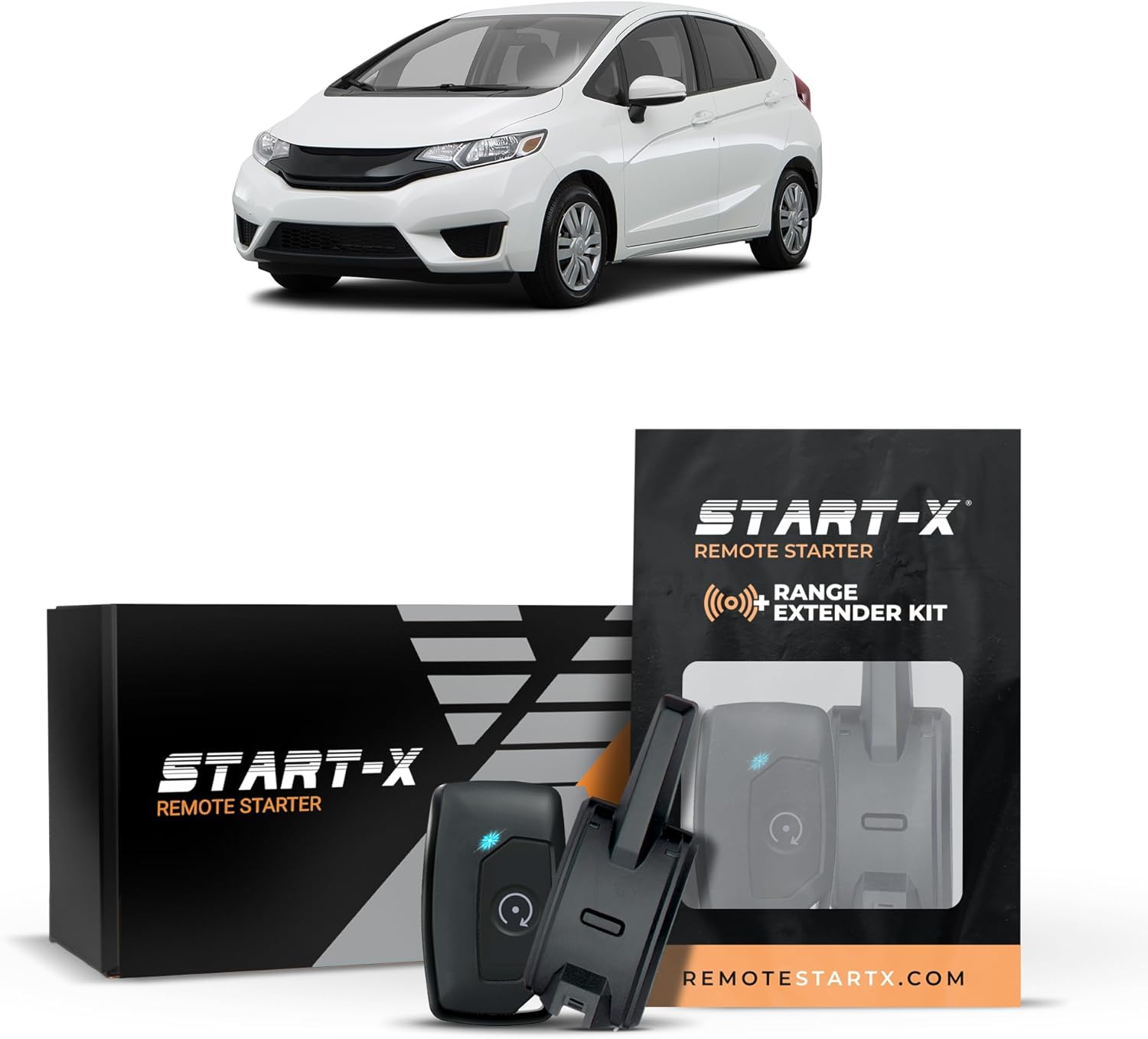 Start-X Remote Starter Kit + 3000ft 2 Way Range Extender for Honda Fit (2015, 2016, 2017, 2018, 2019, 2020) Vehicles with Key Ignition