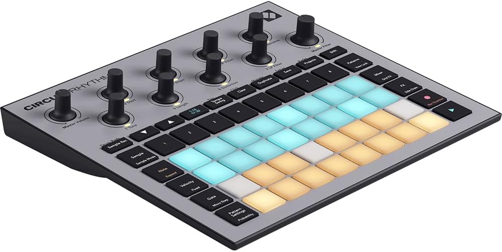 Novation AMS-CIRCUIT-RHYTHM Circuit Rhythm Sampler and Groovebox with 8 Sample Tracks and Sequencer Bundle with 2 YR CPS Enhanced Protection Pack