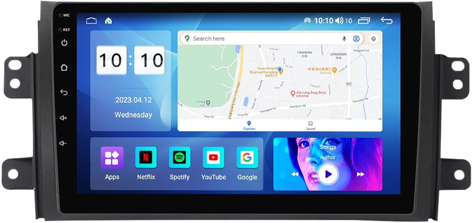 Car Sat Nav with Carplay Android 12 for Suzuki SX4 2006-2014 9 inch Touchscreen Support Bluetooth GPS Navigation Reversing Camera Car Radio
