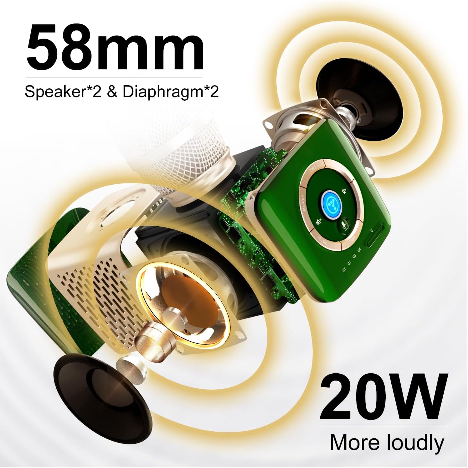 TOSING V1 Pro Karaoke Wireless Microphone for Adults Kids,20W Bluetooth PA Speaker UHF Receiver Portable Sing Karaoke Machine for Outdoor/Party/Car/Home/Church