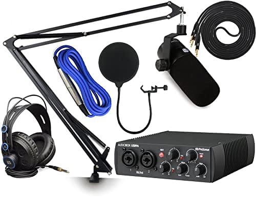 Presonus AudioBox 96 Studio Audio Interface with PD-70 Dynamic Cardioid Broadcast Microphone & Arm Accessory Pack