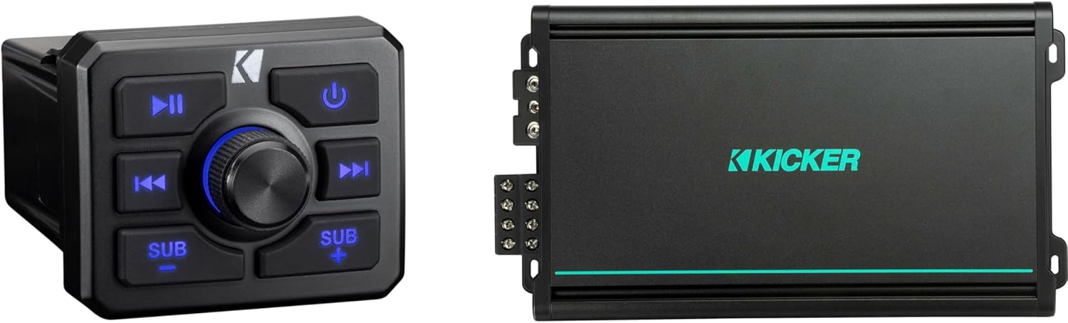 Kicker 51KBTR Powersport Bluetooth Receiver w/ 48KMA6004 Amplifier