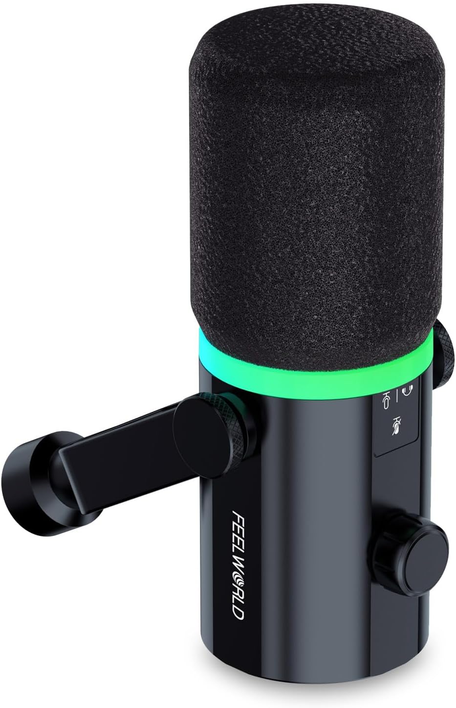 FEELWORLD Dynamic Microphone XRL/USB Gaming mic with RBG Cardioid for pc Recording Vocal Broadcast Podcast Streaming PM1-XS