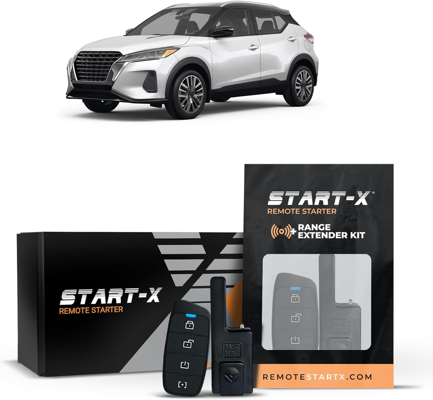 Start-X Remote Starter Kit + 3000ft 2 Way Range Extender for Nissan Kicks (2017, 2018, 2019, 2020, 2021, 2022, 2023) Vehicles with Push-to-Start Ignition