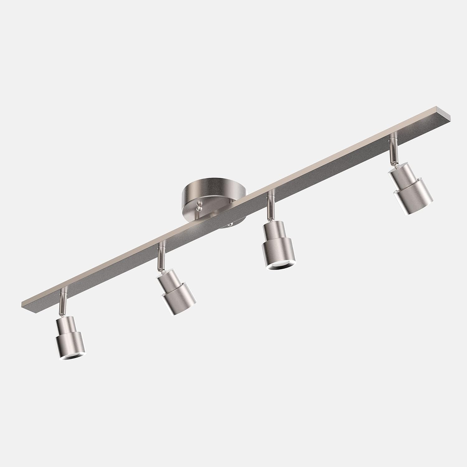 LEDMyplace 28W LED 4-Track Light, Flexible Rotatable Head, Steel & Clear Glass Lens Brushed Nickle Finish, Wall Mount Dimmable Ceiling Spot Lighting Kit for Accent Task Kitchen (3000K Warm White)