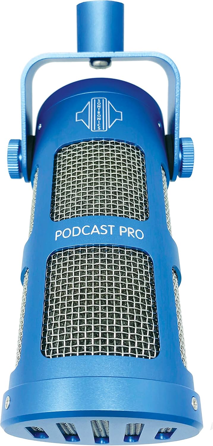 Sontronics Podcast Professional Dynamic Mic for Podcast, Broadcast, Streaming, Gaming & VC - XLR Connection, No Phantom Power Required - Lifetime Microphone Warranty - Designed & Built in UK (Blue)