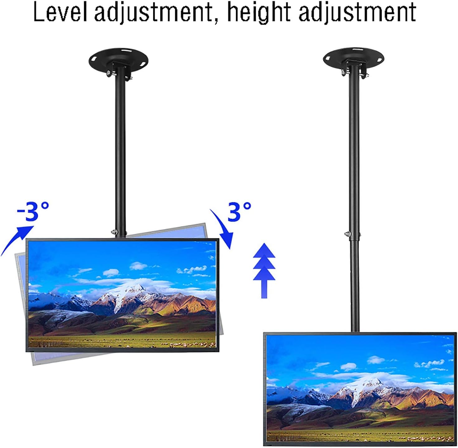 Tv Wall Mount Ceiling TV Mount, Adjustable Height Full Motion 360 ° Rotation TV Bracket, Max Up to 50 Inch TVs, Two Installation Methods: Ceiling and Wall (2m)