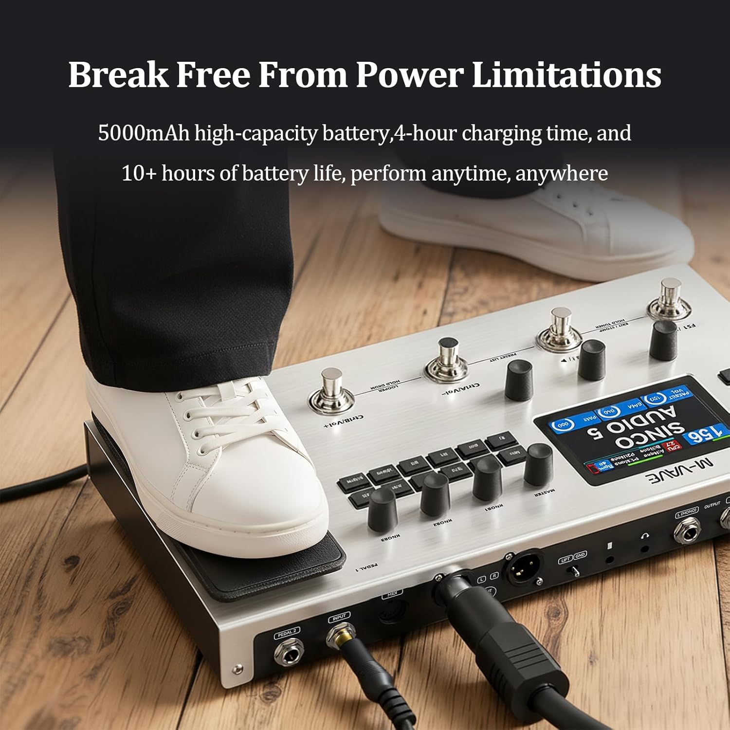 DaierTek Guitar & Bass Multi Effects Pedal, Electric Guitar Effects with 3.5’’ Display and 11 Modules, Vocal Effects Processor for 160 Presets, 120 Amp Models, Bluetooth, for Live, Studio & Practice