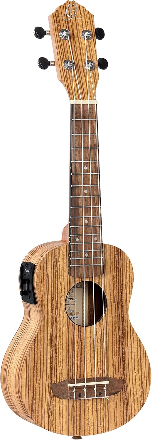 Ortega Guitars, 4-String Timber Series Soprano Acoustic-Electric Ukulele w/Bag, Right (RFU10ZE)