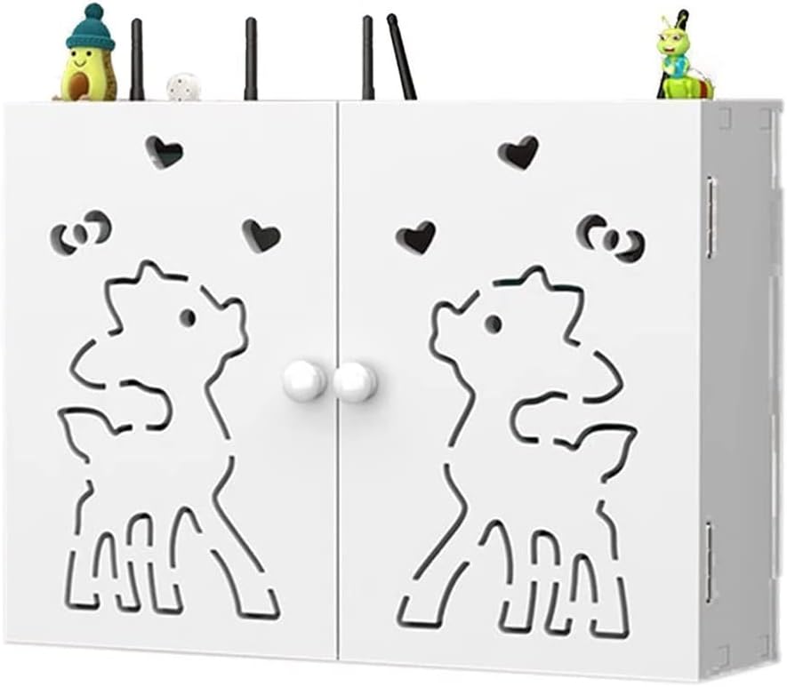 WiFi Router Storage Shelf Wall Mount Living Room TV Wall Double Storage Rack Set-top Box Shelf Creative White Decorative Floating Shelf (Color : A)