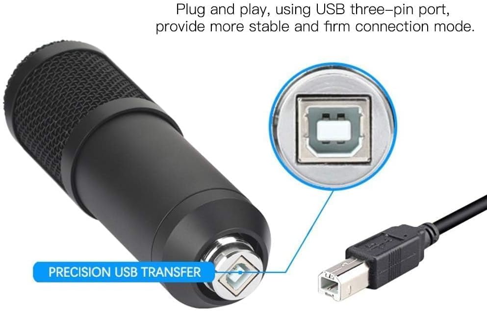 JEOZBM BM700 USB Condenser Microphone for Computer, Hi‑Fi Cardioid Microphone Kit with Windproof Cover Bracket for Gaming Live Podcast