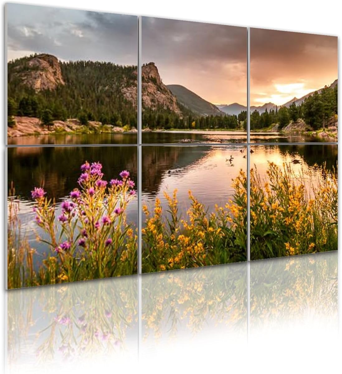 6 Pack Art Acoustic Panels Lily Lake Fiery Sunset Sound Absorbing Panel 48