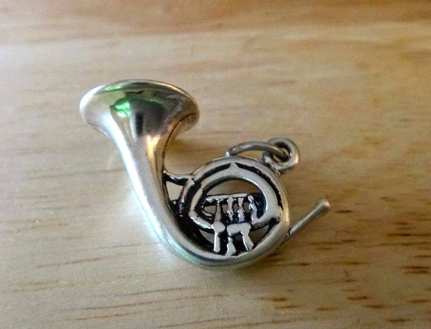 New Sterling Silver 3D 14x25mm French Horn Music Instrument Charm CII3529SEE