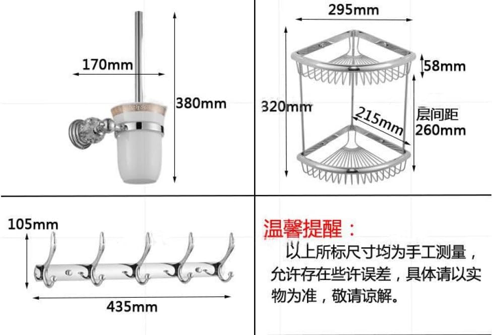 IsolaY Clear Crystal Bathroom Hardware Set Chrome Decoration for Towel Hanger Organize Wall Mount Accessories,Corner Shelf,1