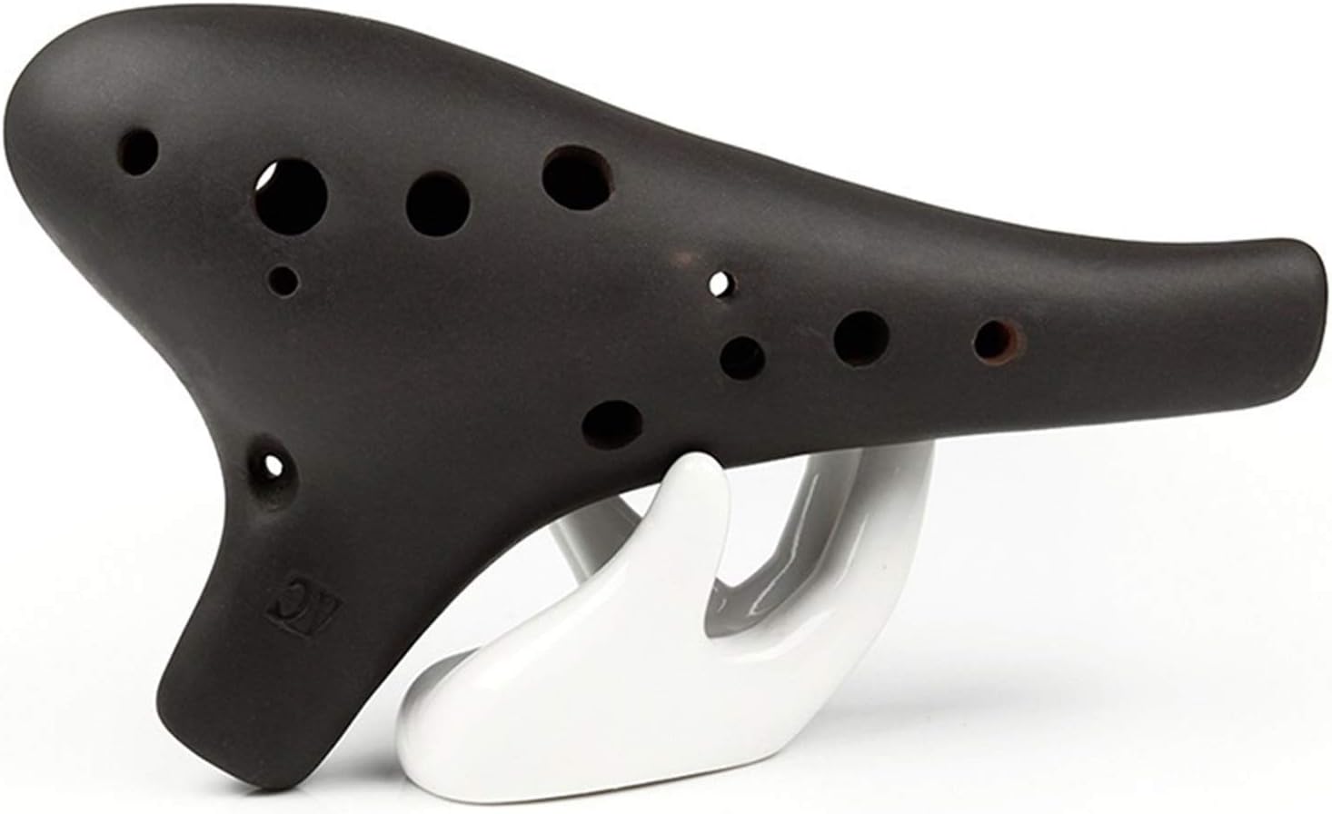 Alto C Black Ocarina Chinese Music Instrument 12 Holes Woodwind Instrument Ocarina Ceramic Matte Pottery Flute(Ocarina with Bag)