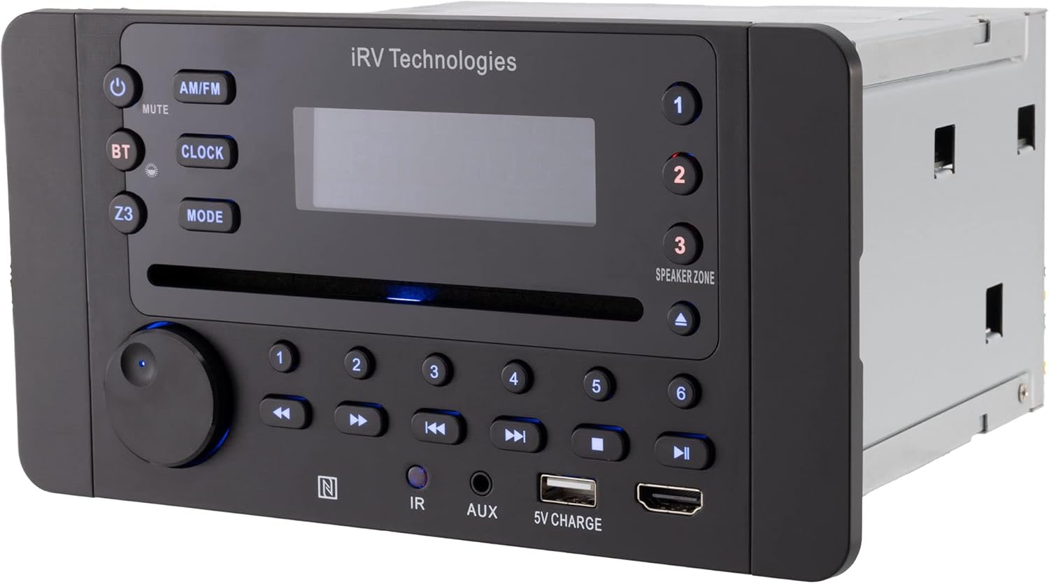 Car Stereo with Bluetooth,IRV Technology iRV63 Independent Zone 3 Wireless RV Radio,Supports HDMI ARC,APP,Digital Surround Sound,A&FM,DVD,MP4,CEC,NFC,Clock,3 Zones Wall Mount Car Audio Receiver