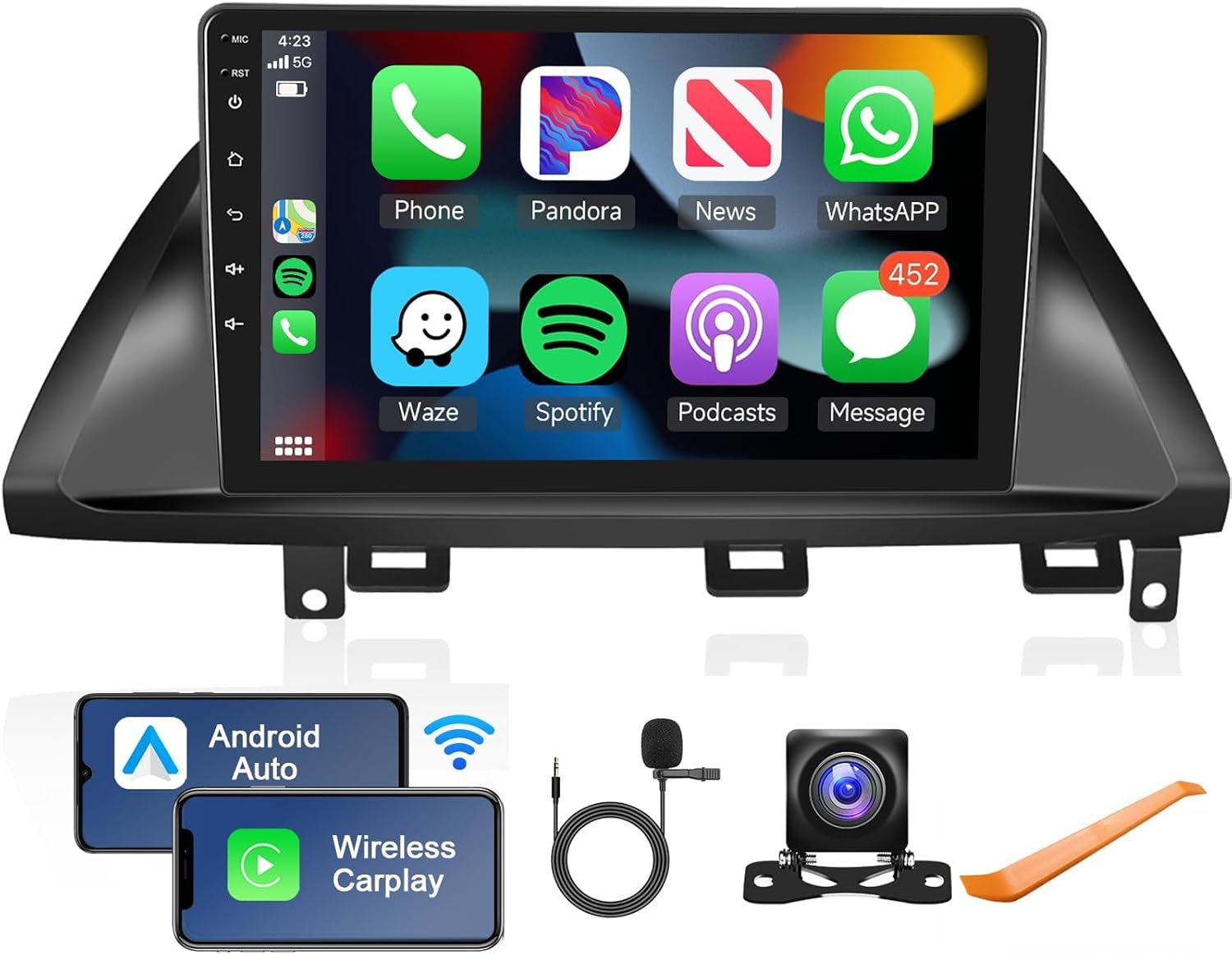 for Honda Odyssey 2005 2006 2007 2008 2009 2010 Android Car Stereo with Wireless Carplay Android Auto, 10.1