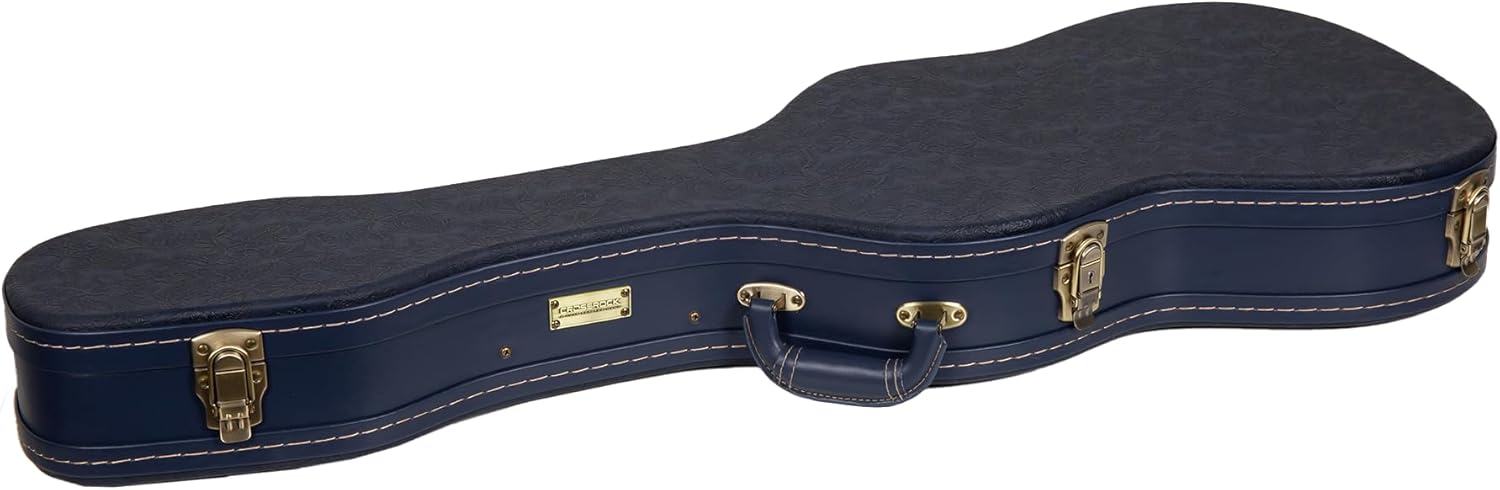Crossrock Relief Series Electric Guitar Case for Telecaster & Stratocaster Style | Carved Ocean Blue Finish, Deep Scarlett Velvet Interior, Lock (CRW630STOB)