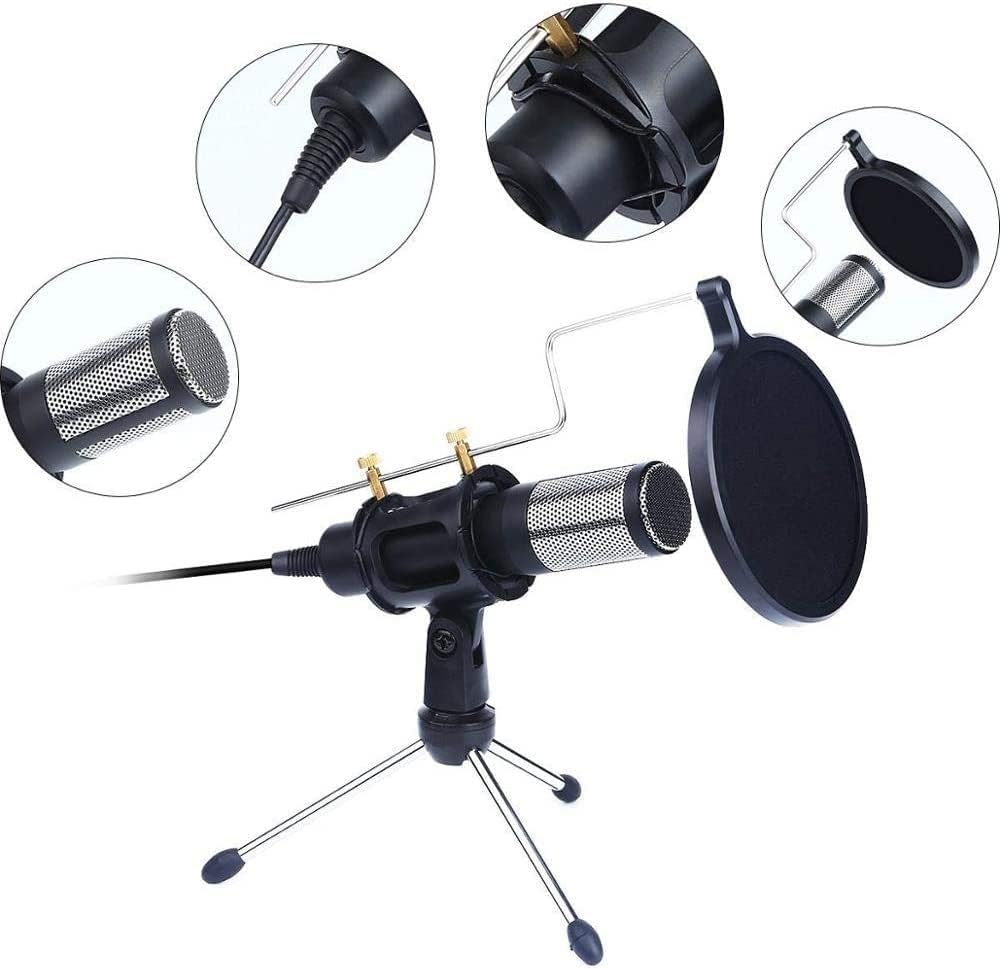 Condenser Recording Microphone, with Tripod Stand USB Plug and Play PC Microphone, Broadcast Microphone for Computer Desktop Laptop