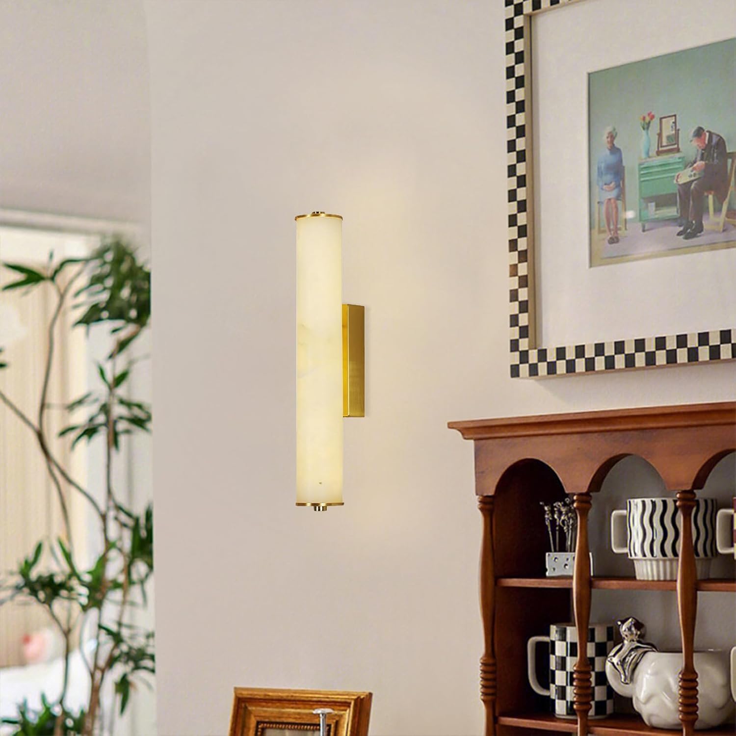 Gold Alabaster Wall Sconces, 15.7