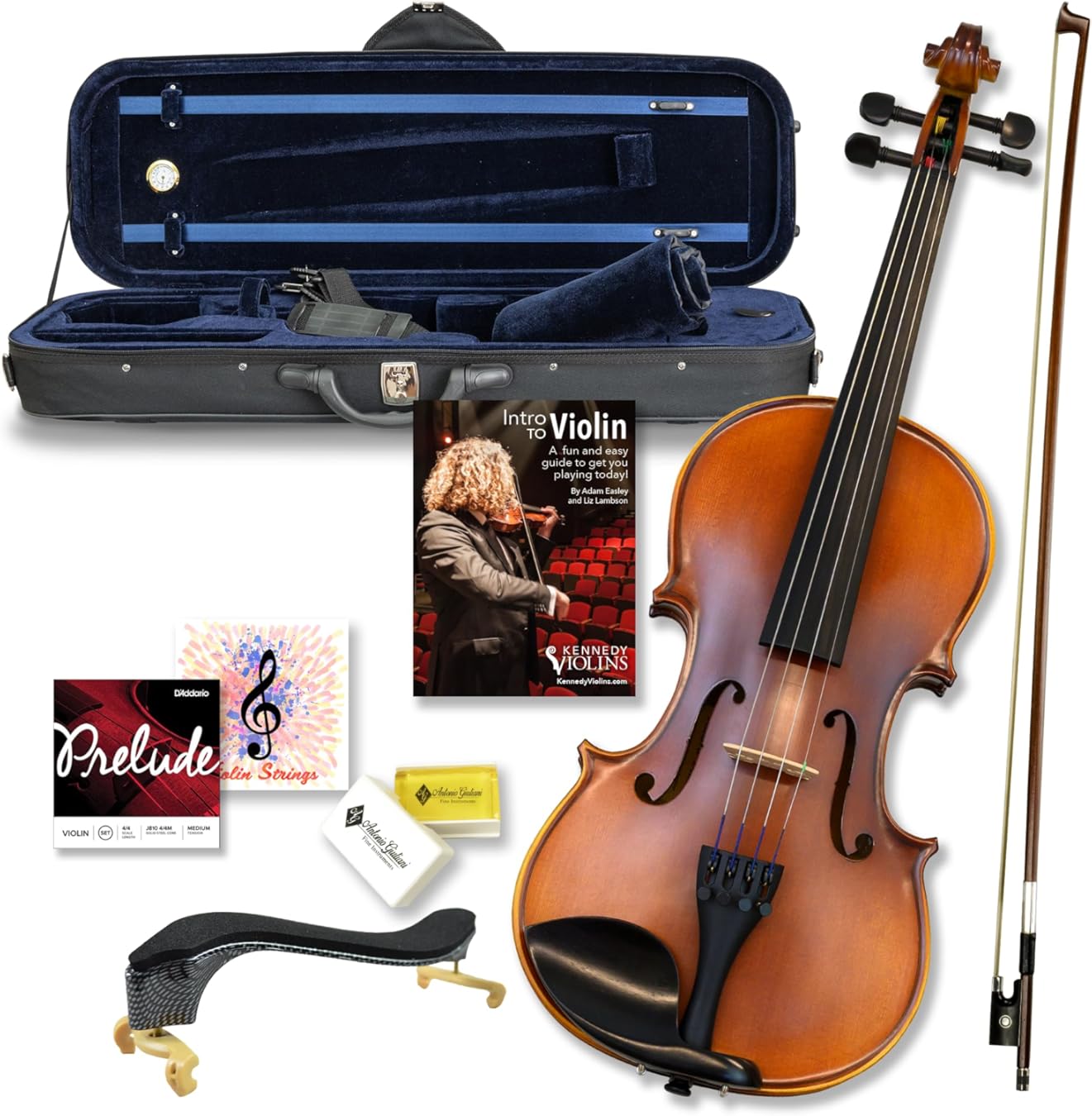 Bunnel Premier Violin Outfit 1/2 Size - Carrying Case and Accessories Included — Solid Maple Wood and Ebony Fittings By Kennedy Violins
