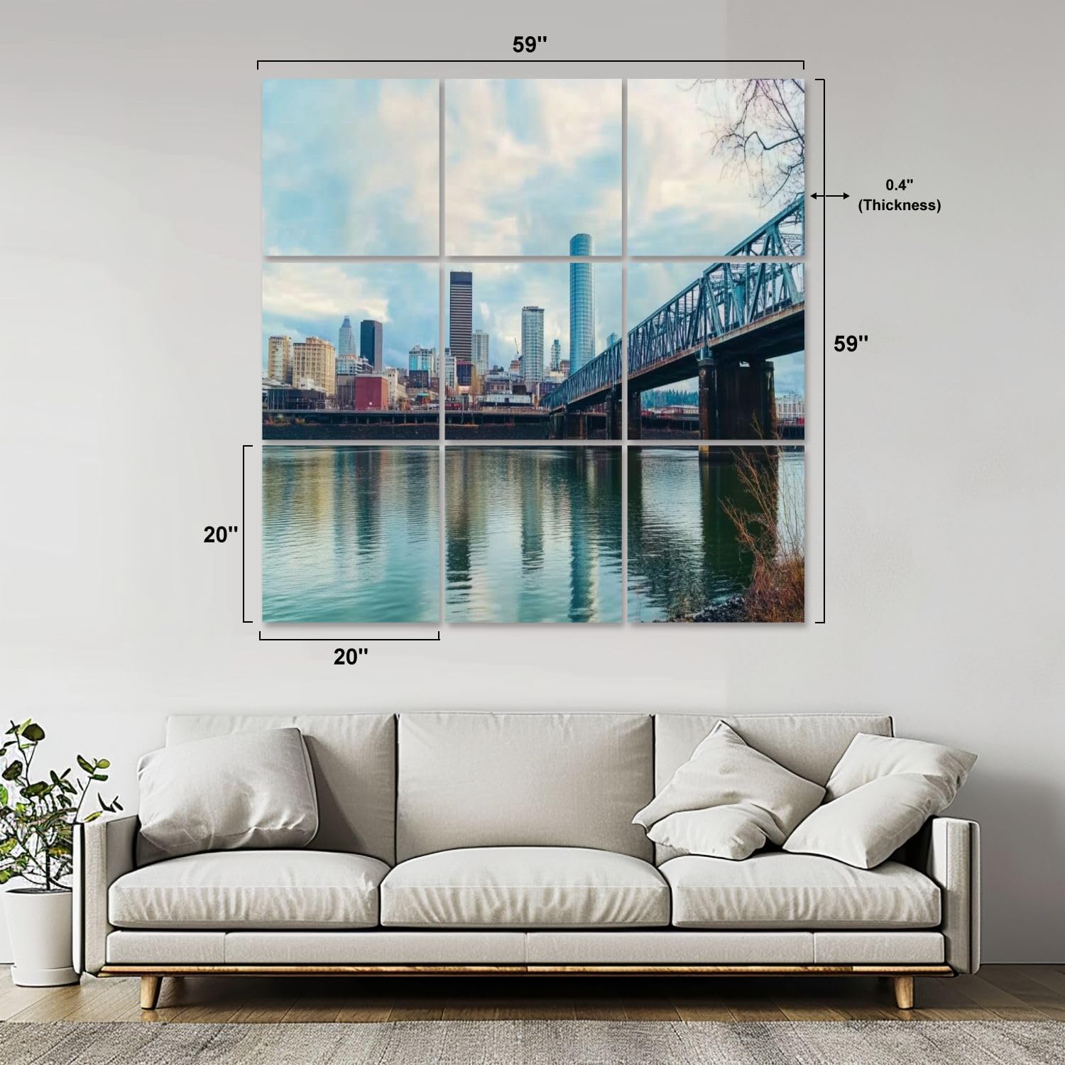 Art Acoustic Panels Self Adhesive portland oregon panoramas pictures 9 Packs Decorative Soundproof Wall Panels Large Sound Absorbing Panels for Home Office 60