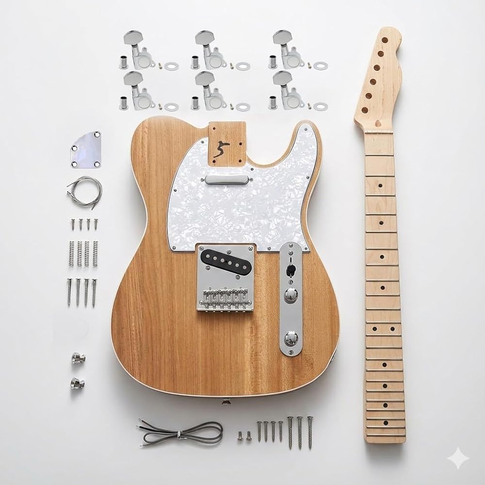 RSW DIY Electric Guitar Kit, Elm Body, Maple Neck, 6 Strings, Right-Handed, 25.5 Inch Scale Length