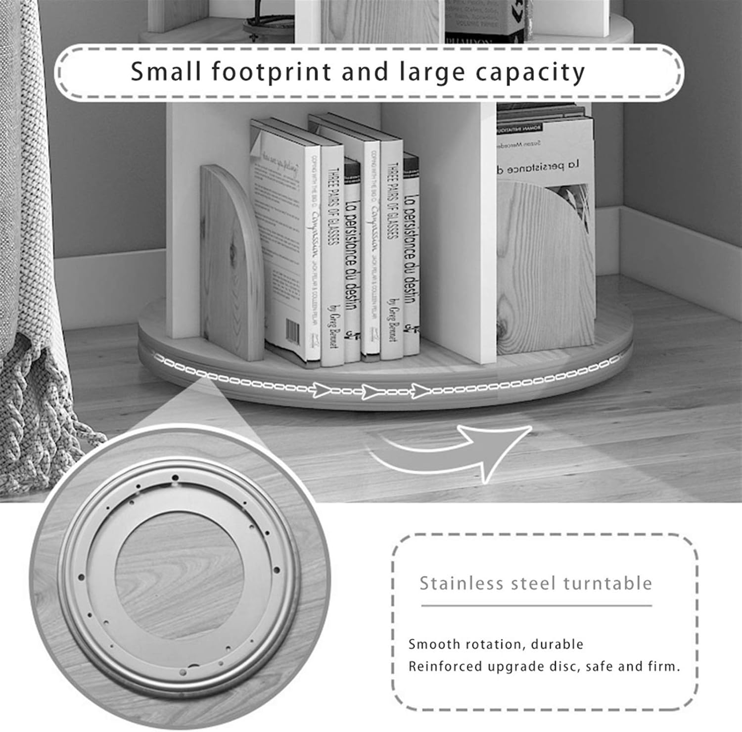 360 Multi-Layer Bookshelf, Walnut Finish, 46*162cm, 1 Shelf, Classic Rustic Style, Children's Adjustable Tiered Shelf, Wall Mount, Height Adjustable