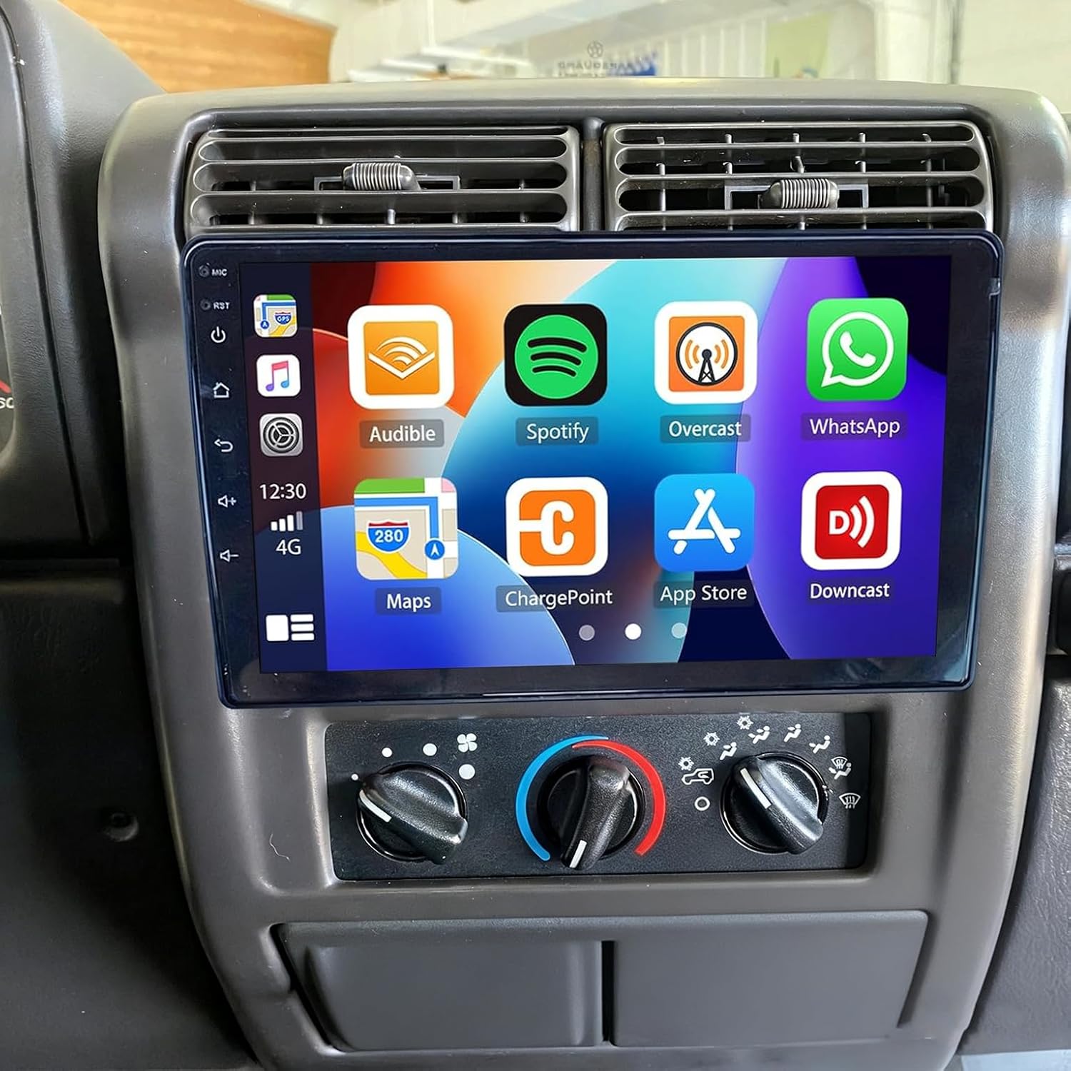 Car Stereo Radio Compatible for Wrangler TJ 1997-2006 with Carplay Android Auto GPS Navigation 9in Touchscreen Car Radio Player with Bluetooth WiFi FM/RDS SWC Mirror Link Split Screen + Backup Camera