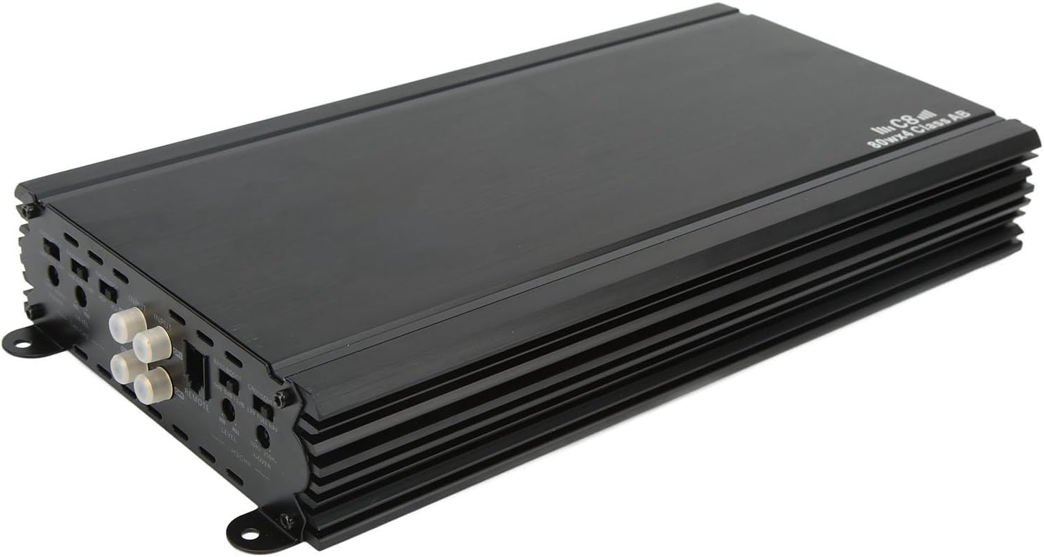 Car Amplifier, 4 Channel Car Audio Amp Class AB 80W 4 Ohm 12V, Stereo Power Amplifier Module for Vehicle Sound System, Subwoofer Amp for Car Van SUV Truck Boat Audio
