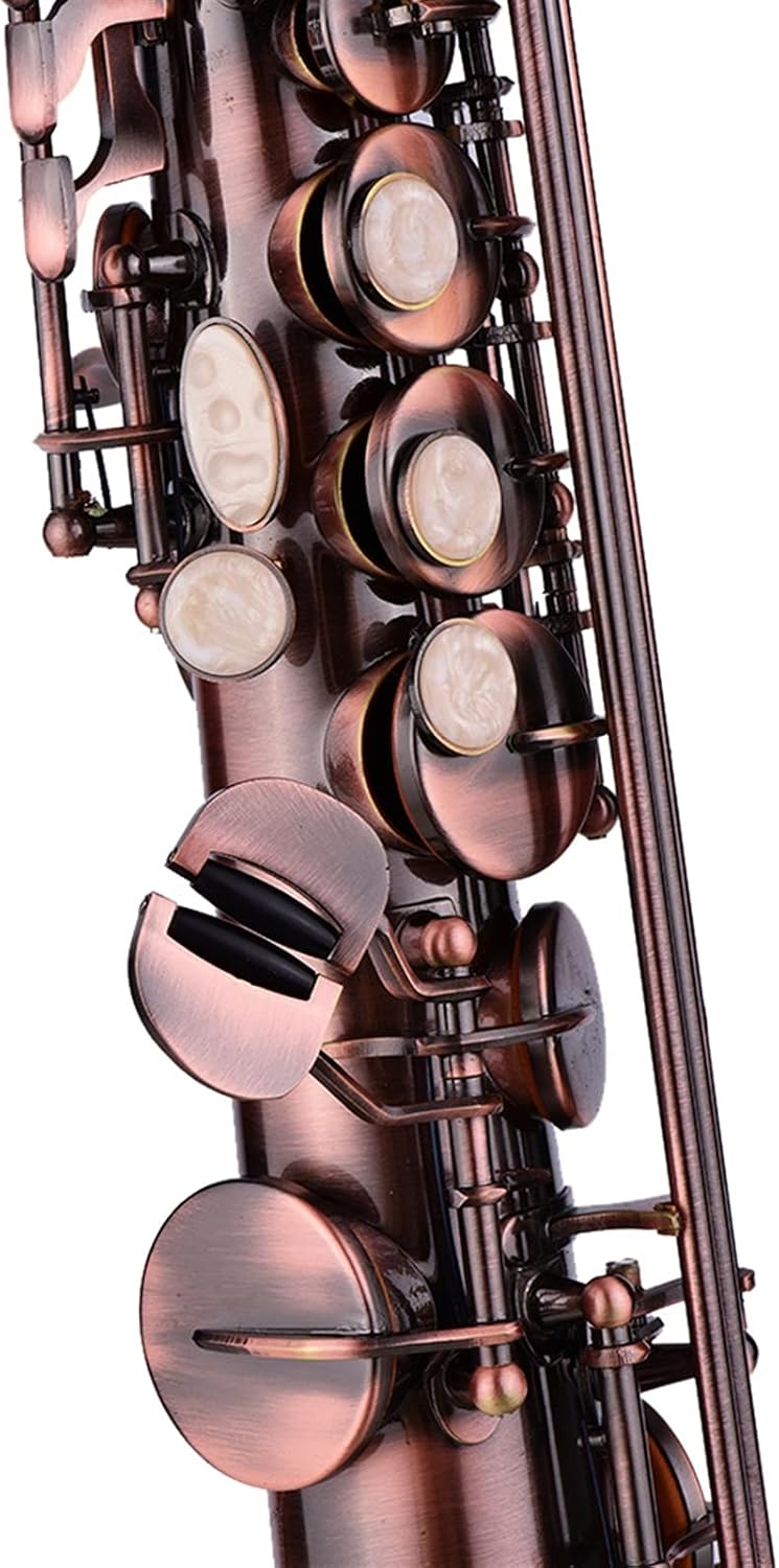 Professional Bronze Straight Bb Saxophone Sax Woodwind Instrument Carve Pattern with Case Gloves Cloth Straps Brush Student Saxophone